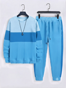 Conjunto de Sudadera con Capucha y Bloques de Color para Hombre, Pantalones Jogger Acampanados con Cordón, Chándal Casual de Poliéster y Algodón de Manga Larga y Tejido Grueso - Product Image 4