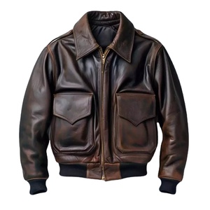 Chaqueta de Cuero Genuino para Hombre, Diseño Nuevo, Superventas, Chaqueta de Piloto, Chaqueta de Piel de Cordero, Tallas Grandes, Chaquetas con Logotipo Personalizado - Product Image 1