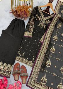 Salwar Kameez en satin pakistanais pour femmes, robe de soirée indienne et pakistanaise pas chère, style mariage, fabriquée en tissu Swiss Lawn pour femmes - Product Image 5