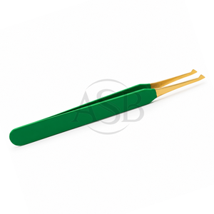 Pince à cils professionnelle en acier inoxydable à double teinte dorée, pointe type ciseau, résistante à la transpiration - Product Image 1