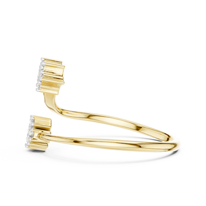 Bague double fleurie en or massif 14K 18K avec diamant de laboratoire taille brillant rond DEF VVS, manchette ouverte, pour anniversaire, OEM ODM Vente en gros - Product Image 5