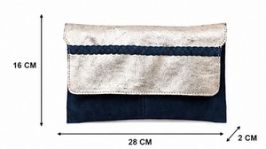 Wholesale Women's Luxury Trendy Modern Metallic Gold <b>Navy</b> Suede Envelope Clutch Braided Flap <b>Evening</b> Party Handbag Custom Logo - Product Image 2