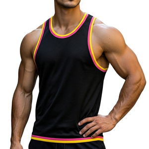 Men's Athletic <b>Mesh</b> Tank <b>Top</b> Wholesale Price Customizable Quick Dry Fitness Singlet Muscle Fit Bodybuilding Color Trim Tank <b>Tops</b> - Product Image 2
