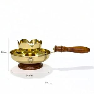 Brass Incense Burner With <b>Flower</b> Design Hand Made For Religious Use Chinese Style Aromatherapy <b>Diffuser</b> - Product Image 2