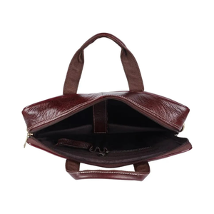 Sac pour ordinateur portable en cuir marron durable et protecteur pour hommes, sacoche d'affaires |   Sac à bandoulière pour le bureau, les voyages et le quotidien - Product Image 3