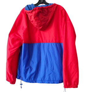 Veste coupe-vent unisexe à blocs de couleur rouge et bleu, à capuche, pull-over, imperméable, coupe-vent, anorak pour l'extérieur - Product Image 2