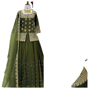 New Arrivals Latest Fashion Elegant Wedding <b>Party</b> Wear <b>Top</b> Lehenga Dupatta Set simmer silk - Product Image 1