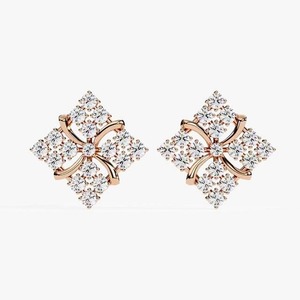 Boucles d'oreilles fantaisie en diamant de petite taille plaquées rhodium, très demandées, certifiées IGI, pour femmes et jeunes filles, idéales pour les soirées. - Product Image 1