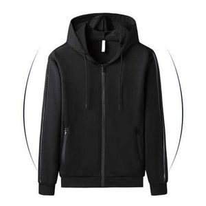 Ensemble de survêtement pour homme, noir uni, à capuche, avec fermeture éclair intégrale, jogging, vêtements de sport décontractés, ensemble deux pièces, vêtements de sport athlétiques - Product Image 2