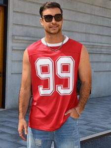 Mens Jersey <b>Shirt</b> Number Graphic Mesh Workout Tank Top <b>Y2k</b> Oversized Casual Sleeveless Tees - Product Image 3