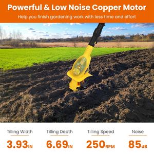 Cultivador de Jardín Eléctrico Inalámbrico de 20V, Batería Recargable, 3.93 Pulgadas de Ancho, 6.69 Pulgadas de Profundidad, Máx. 250 RPM, para Jardín y Patio - Product Image 3