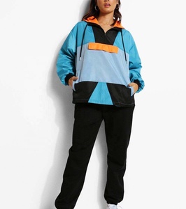 Veste coupe-vent respirante de haute qualité, décontractée, en nylon, grande taille, à blocs de couleur, pour femmes - Product Image 1