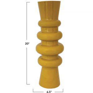 Jarrón Decorativo Moderno de Metal Amarillo para Mesa, Diseño Geométrico Hecho a Mano, 39 cm de Altura - Product Image 2