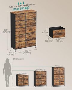 Commode moderne marron à 10 tiroirs pour chambre à coucher - Product Image 2