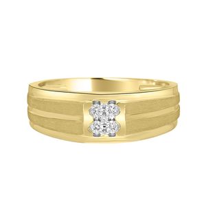 Anillo de Boda para Hombre de Oro Amarillo de 14K con Cuatro Piedras de Diamantes Cultivados en Laboratorio - Product Image 2