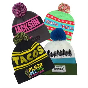 Gorros Personalizados al por Mayor/100% Acrílico, con su Propio Logotipo Bordado, Gorro de Punto de Moda, Gorro de Invierno Personalizado con Pompón - Product Image 1