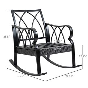 Set di 2 Sedie a Dondolo in Rattan Grigio per Esterni con Telaio in Alluminio e Cuscini per Giardino, Patio o Veranda - Product Image 3