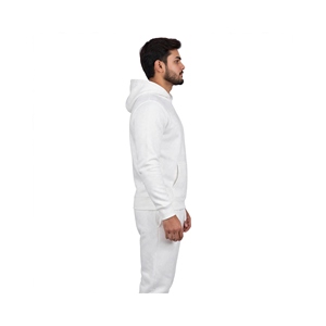 Sudadera Deportiva Blanca con Cuello Alto y Cordón Ajustable, Color Sólido, Bolsillos Laterales, Corte Regular, para Primavera, 100% Poliéster, con Capucha, Talla 2 - Product Image 1