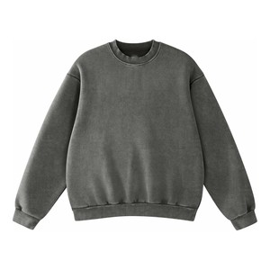 เสื้อสเวตเชิ้ตคอกลมทรงโอเวอร์ไซส์สำหรับผู้ชาย สไตล์วินเทจ สีเทาเข้ม แขนยาว ผลิตตามสั่งขายส่ง รับผลิตแบบ OEM ODM - Product Image 4