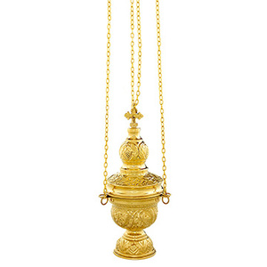Incensario de Latón con Cadenas para Artículos Religiosos Ortodoxos |   Incensario para Iglesia - DOUBLE VEE EXPORTS - Product Image 1
