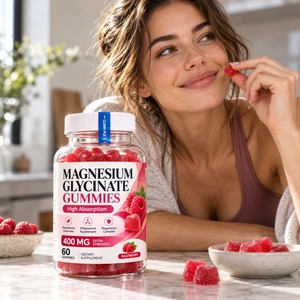 OEM ODM Private Label Custom Magnesium Glycinate <b>Gummies</b> 400mg 60 Count Raspberry Mineral Supplement Gluten-Free Improve Memory - Product Image 1