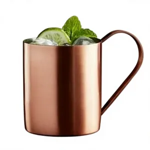 Copper Mug With Handle Classic Drinkware For Cocktails And Cold Beverages premium <b>smooth</b> <b>brushed</b> copper exterior this sleek - Product Image 1