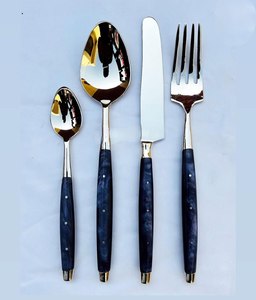 Sustainable <b>Flatware</b> Set 18/8 Stainless Steel With Premium Resin Handle Cutlery Set Durable Mirror Polish Dinnerware Utensil - Product Image 1