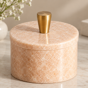 Boîte de rangement multifonctionnelle écologique en marbre de luxe artisanal pour mariage avec couvercle en métal - Product Image 2