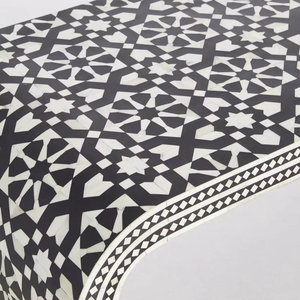 Table en os incrusté de la marque ILAHI, design moderne, détails en agate, rangement, meuble portable pour la maison - Product Image 1