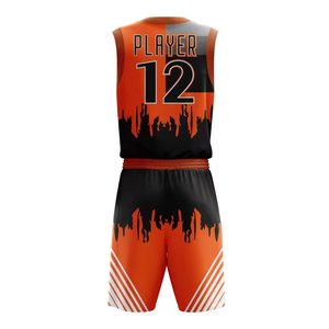 Ensemble de basketball au design dégradé de couleurs avec débardeur sans manches en tissu anti-humidité et short de sport pour hommes - Product Image 3