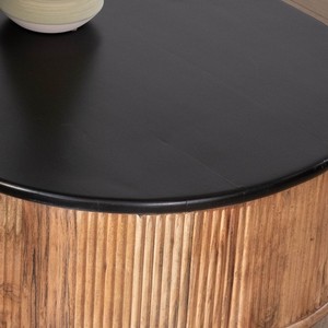 Vandana Silver Style rounded <b>coffee</b> <b>table</b> in natural and <b>black</b> acacia wood - Product Image 5