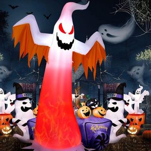Fantasma Gonfiabile di Halloween da 2,4 Metri con Luci LED a Fiamma Rotante per Decorazione Esterna del Giardino - Product Image 2