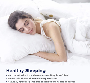 100% Organic Cotton Pure White Full <b>Sheets</b> Set 4-Piece Bedding for Bed Breathable Fits <b>Flat</b> <b>Fitted</b> <b>Sheet</b> Sets - Product Image 5
