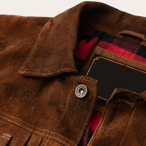 Chaqueta de Cuero para Hombre, Estilo Motero, Cuello Alto, Corte Regular, Color Marrón, con Logotipo Frontal, para Invierno - Product Image 4