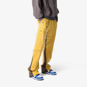 Modern Casual Trousers Soft Material Flexible Waistband Loose Leg Clean Style Movement Comfortable <b>Men</b> Flared <b>Sweat</b> <b>Pant</b> - Product Image 3