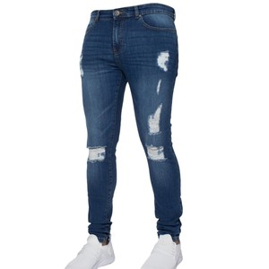 Custom Brand Selvedge Denim <b>Trouser</b> Cargo Overalls <b>Y2k</b> Distressed Vintage Blue Light Wash Ripped Skinny Leg Baggy Men's Jeans - Product Image 2