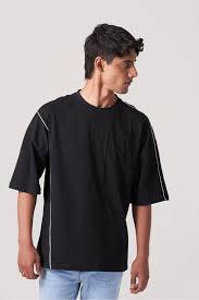 เสื้อยืดผู้ชายแบบเย็บตะเข็บตัดกันพิเศษ 220 กรัม โพลีเอสเตอร์/คอตตอน ทรงโอเวอร์ไซส์ ระบายอากาศได้ดี สไตล์สตรีทแวร์ ดีไซน์ตะเข็บโชว์ - Product Image 3