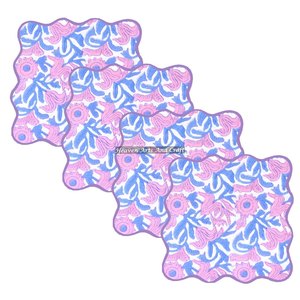 Custom Colored Cotton Fabric Scallop Napkins Customizable Square Embroidered Scallops Mix Match Indian Floral Hand <b>Block</b> Printed - Product Image 3