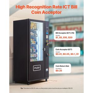 Máquina Expendedora Refrigerada Comercial de 36 Compartimentos para Snacks, Refrescos y Bebidas con Aceptador de Billetes/Monedas ICT y 6 Niveles - Product Image 2