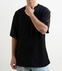 T-shirt noir oversize à col rond, manches courtes, coupe décontractée, style streetwear décontracté, vente en gros - Product Image 4