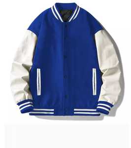 Red <b>Black</b> Varsity <b>Jacket</b> Unisex Casual <b>Fleece</b> Baseball Coat Turn-down Collar Regular Fit Autumn Wear - Product Image 4