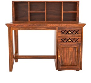 Carved Wooden Office <b>Desk</b> with Bookshelf | Executive <b>Computer</b> Table with Storage | B2B Wholesale Furniture India - Product Image 6