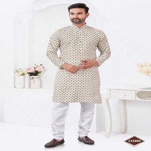 Pyjama Kurta de mode ethnique taille libre pour hommes indiens de superbe qualité, coupe droite, pour occasions de mariage, fournisseur indien - Product Image 4