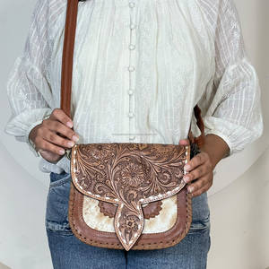 Sacs à bandoulière en cuir de vachette véritable, faits à la main, de qualité supérieure, design floral élégant, sacs à bandoulière pour femmes - Product Image 3