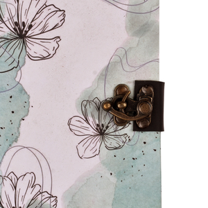 <b>A5</b> Minimal Floral Handmade Paper Notebook EcoFriendly Journal 100 Pages Double Side Writing <b>Diary</b> with Metal Lock Elegant Design - Product Image 2