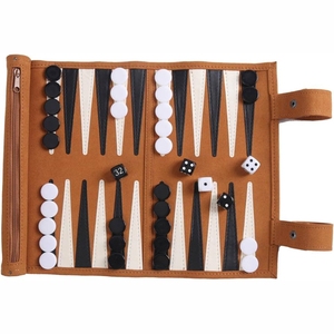 Jeu de backgammon de voyage en cuir de haute qualité, pliable et portable, avec dés et sacs de rangement à fermeture éclair, idéal comme cadeau - Product Image 2
