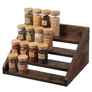 Étagère à épices rustique en bois d'acacia, 4 niveaux, empilable, rangement de cuisine, vente en gros - Product Image 2