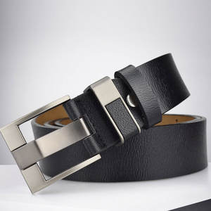 Ceinture personnalisée pour homme avec boucle ardillon, ensemble cadeau en cuir noir, ceinture en cuir de vachette à vendre 2026 - Product Image 1