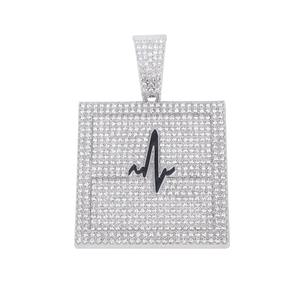 Chaîne à maillons transfrontalière Hip-Hop tendance, style cool européen et américain, en alliage de zinc plaqué or, avec pendentif incrusté motif ECG - Product Image 2