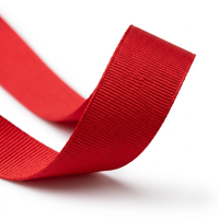 Ruban gros-grain tissé 100 % polyester rouge 25 mm, résistant au rétrécissement, 50 mètres, pour emballage de cadeaux, scrapbooking, garniture de vêtements et accessoires capillaires